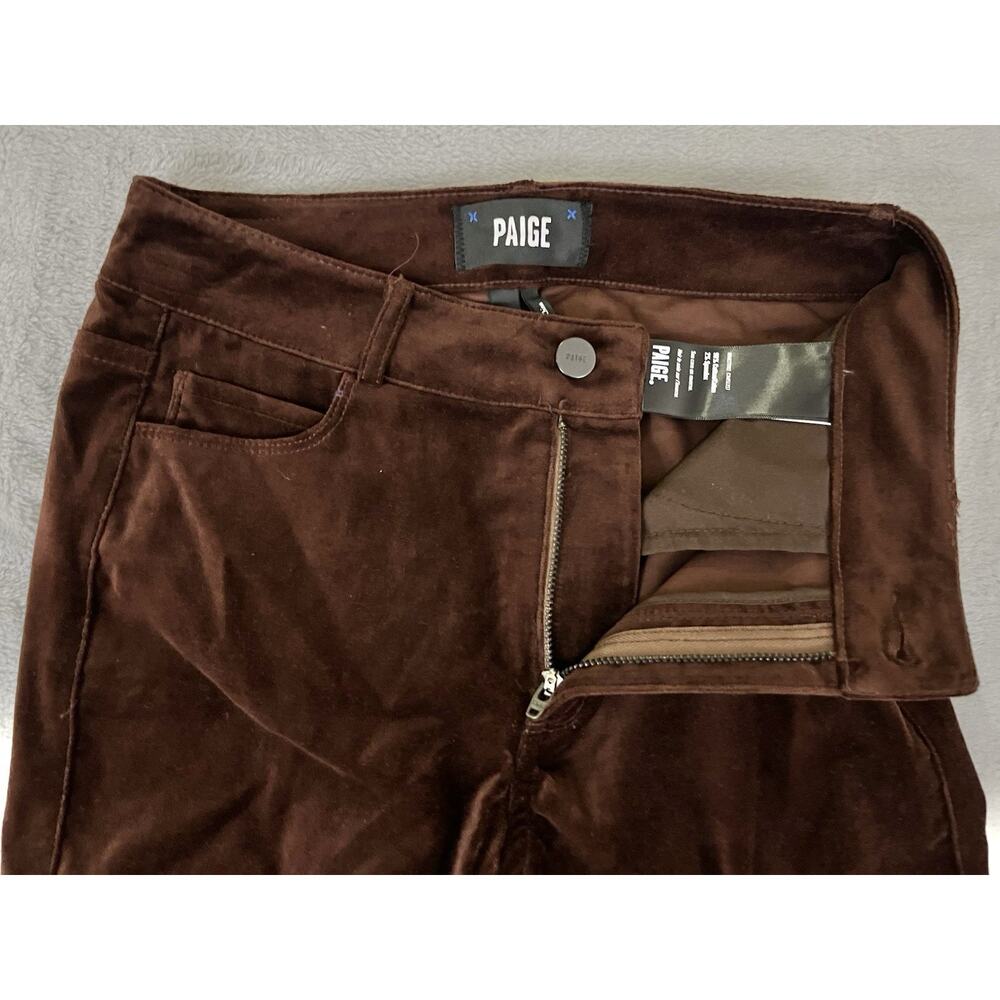 PAIGE Claudine Coffee Brown Soft Velvet Crop Flare Pants Jeans Size 23 MSRP $229 - Picture 2 of 11